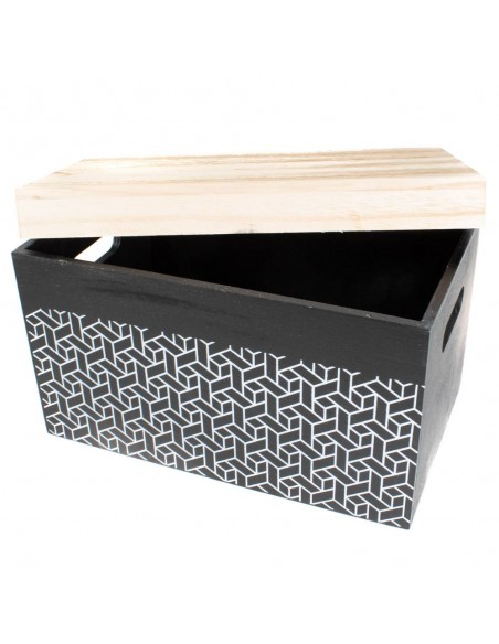 Scatola Geometrica nera con coperchio mis.L