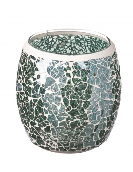 Portaspazzolini in vetro mosaico argento