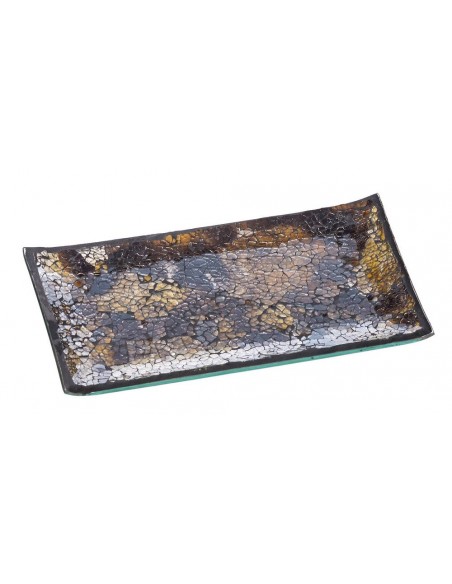 Vassoio in vetro mosaico ambrato scuro