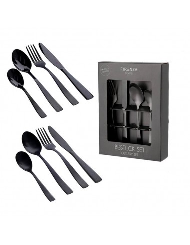 Set di posate, nero lucido 16 pz.