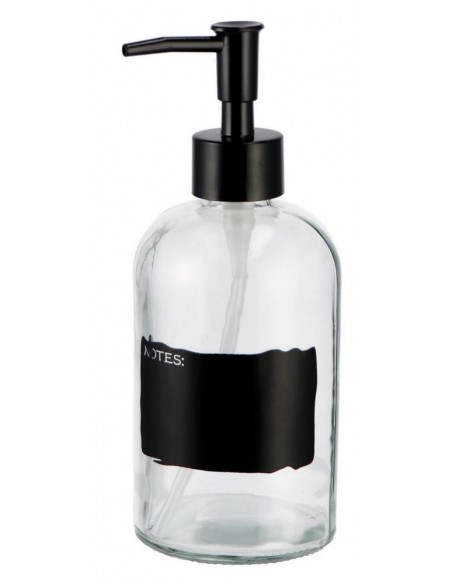 Dispenser in vetro trasp. con etichetta diam.7,5cm h.19,5cm