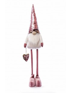 Folletto natalizio con cuore e gambe allungabili rosa/oro...