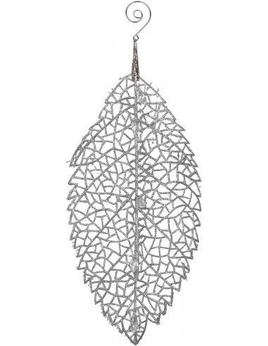 Foglia brillantinata ARGENTO decorativa  natale...