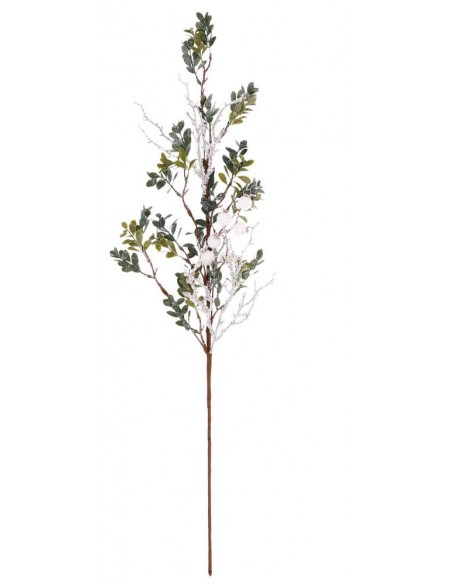 Ramoscello innevato con bacche bianche h.84cm