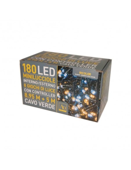180 minilucciole Led da Esterno controller LUCE bianca fredda + bianca Calda