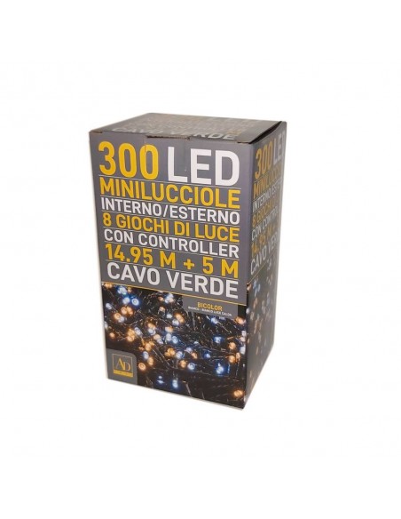 300 minilucciole Led da Esterno controller LUCE bianca fredda + bianca Calda