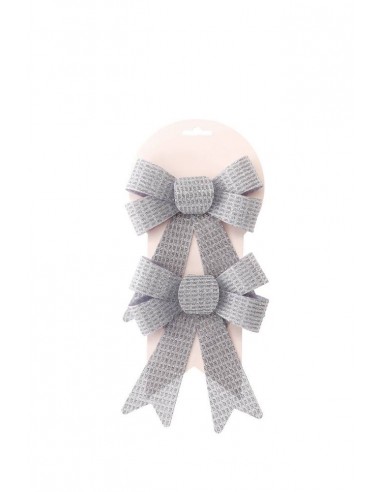 Set 2 Fiocchi Goffrati BIANCHI e ARGENTO 15X17cm
