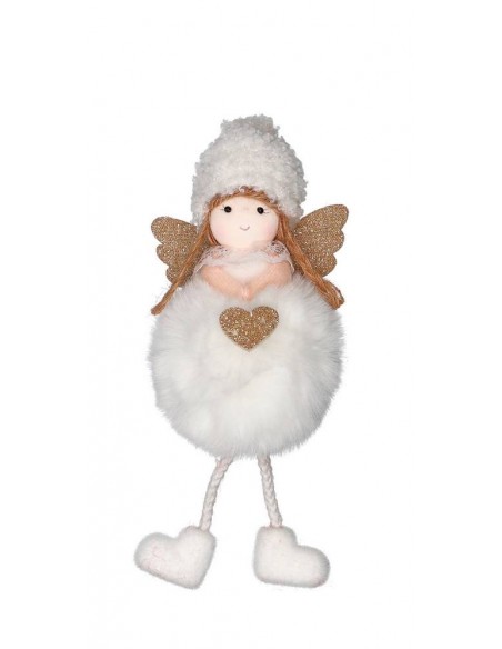 Fatina Bianca da appendere con cuore 9x6cm h.21cm