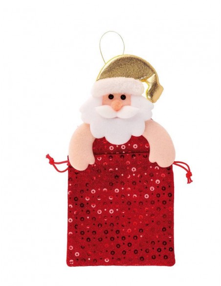 Sacchetto Natalizio Richiudibile da appendere Babbo Natale 15,5x37cm