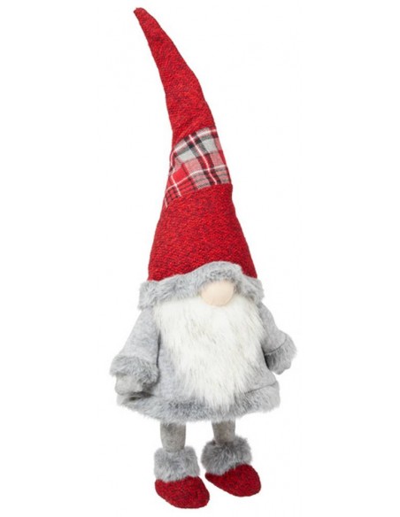 Gnomo peluches a molla rosso-grigio h.62 cm Metallo/poliestere L: 20 cm H: 62 cm P: 16 cm