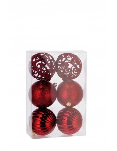Confezione 6 Palline Deco Natalizie BORDEAUX diam.10cm