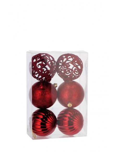 Confezione 6 Palline Deco Natalizie BORDEAUX diam.10cm