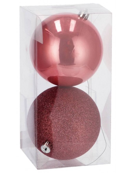 Confezione 2 Palline Natalizie ROSA diam.12cm mod.1