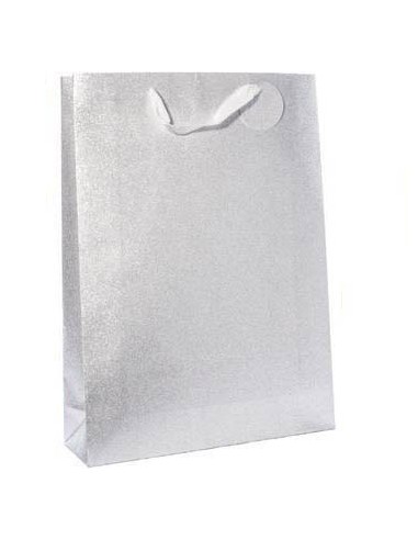 Busta Regalo Natalizia XXL Argento Glitter...
