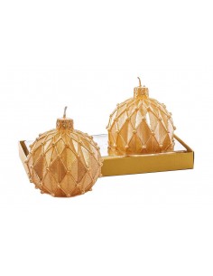 Set 2 Candele mod.Pallina di Natale ORO diam.7,5cm