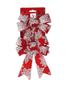 Set 2 Fiocchi Natalizi in tessuto decorato ROSSO 14x19cm