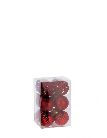 Set 12 Palline Natale ROSSE conf.ass.3 mod.diam.6cm