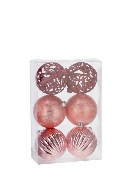 Set 6 Palline Natale ROSA conf.ass.3 mod.diam.10cm