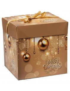 Scatola regalo natalizia componibile ORO 22x22cm h.22cm