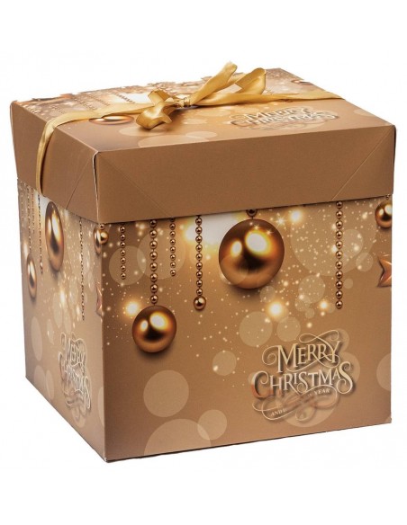 Scatola regalo natalizia componibile ORO 22x22cm h.22cm