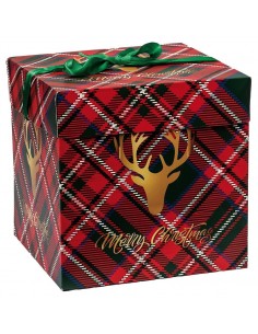 Scatola regalo natalizia componibile ROSSA 22x22cm h.22cm