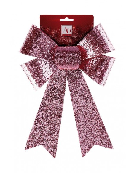 Fiocco Natalizio Brillantinato ROSA 20x29cm