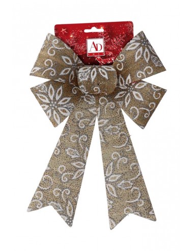 Fiocco Natalizio in tessuto decorato ORO 20x29cm