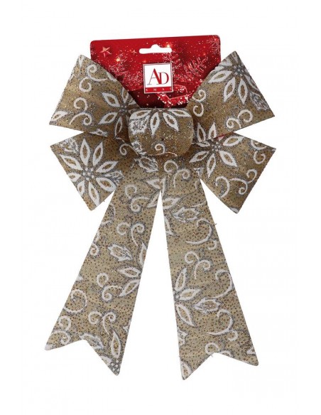 Fiocco Natalizio in tessuto decorato ORO 20x29cm
