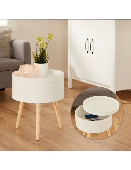 Tavolino con spazio di archiviazione, bianco, h.45cm
