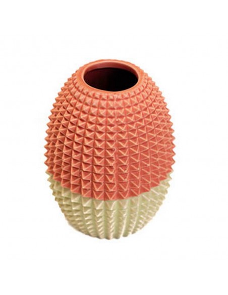 Vaso Ceramica Bicolor Cactus  Panna e Rosa 9.5x9.5 h.12.5cm