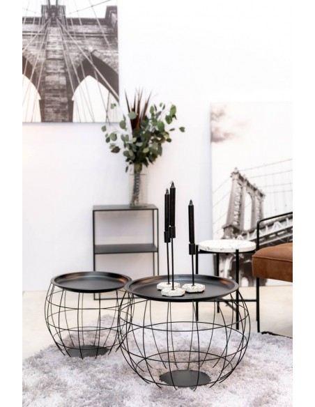 Tavolino d'appoggio Rotondo in ferro Nero S