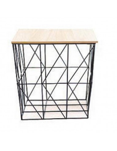 Tavolino d'appoggio Quadrato in ferro Nero e...