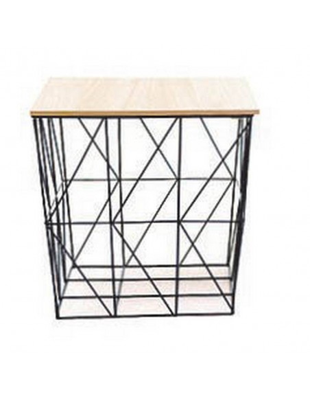 Tavolino d'appoggio Quadrato in ferro Nero e Legno L