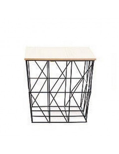 Tavolino d'appoggio Quadrato in ferro Nero e...