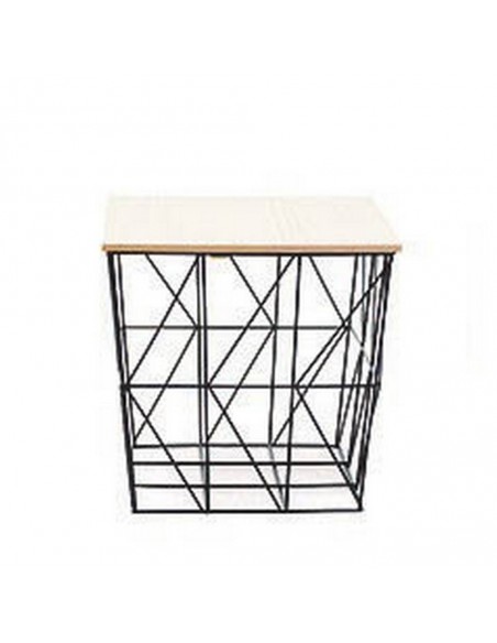 Tavolino d'appoggio Quadrato in ferro Nero e Legno M