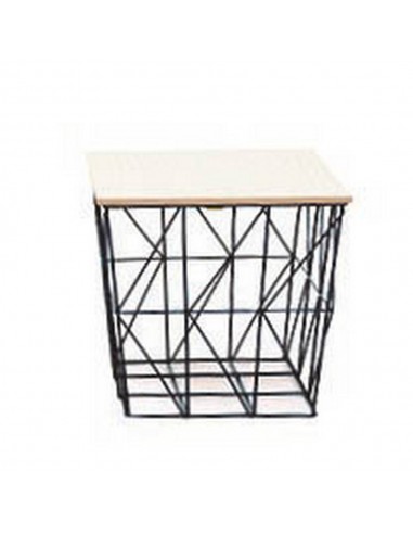 Tavolino d'appoggio Quadrato in ferro Nero e...