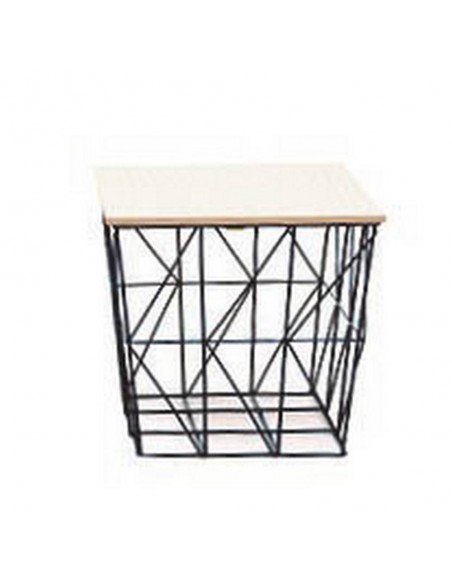 Tavolino d'appoggio Quadrato in ferro Nero e Legno S