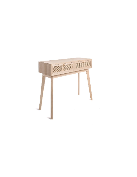Consolle legno naturale 2 cassetti 90x35 h.77cm