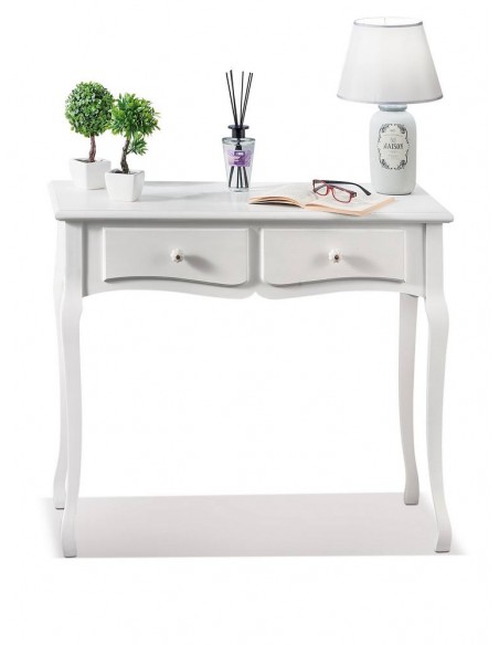 Consolle in legno Bianca 2 cassetti 90x40cm h.79cm