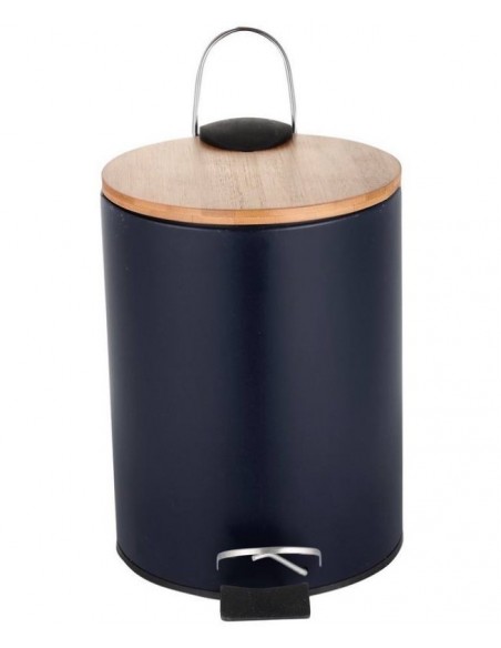 Pattumiera in LATTA+BAMBOO Nero diam.17cm h.25cm - 3 litri