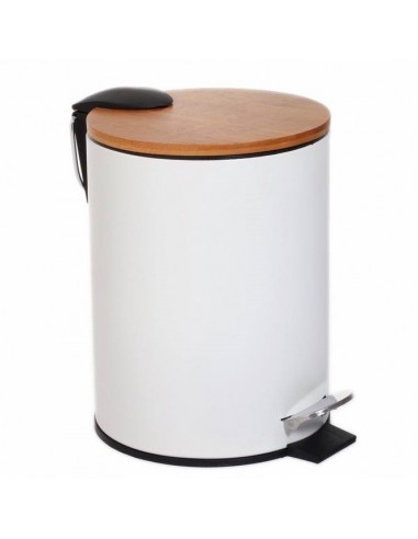 Pattumiera in LATTA+BAMBOO Bianco diam.21cm...