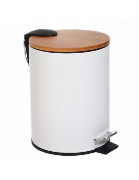 Pattumiera in LATTA+BAMBOO Bianco diam.21cm h.26cm - 5 litri