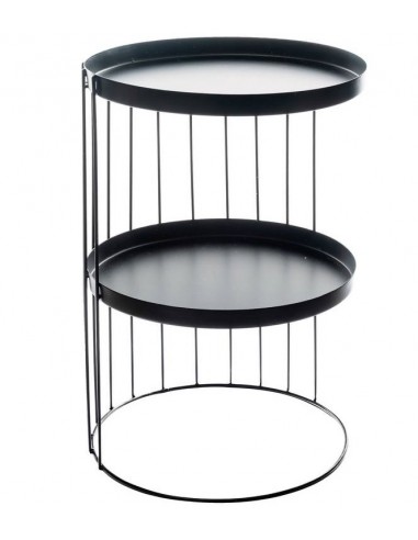 Tavolino Tondo in ferro Nero con 2 Ripiani...