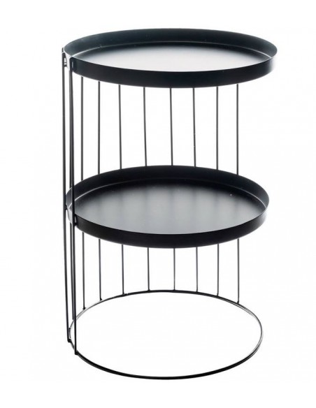 Tavolino Tondo in ferro Nero con 2 Ripiani diam.34cm h.50cm