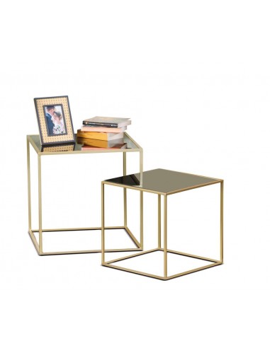 Tavolo Quadrato Oro in Ferro e vetro h.40cm/h.50cm