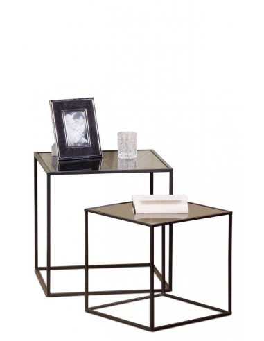 Tavolo Quadrato Nero in Ferro e vetro...