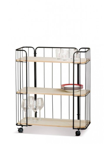 Carrello 3 ripiani in ferro e MDF 69x31cm h.78cm