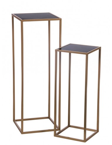 Tavolo alto Quadrato Oro in Ferro e vetro...