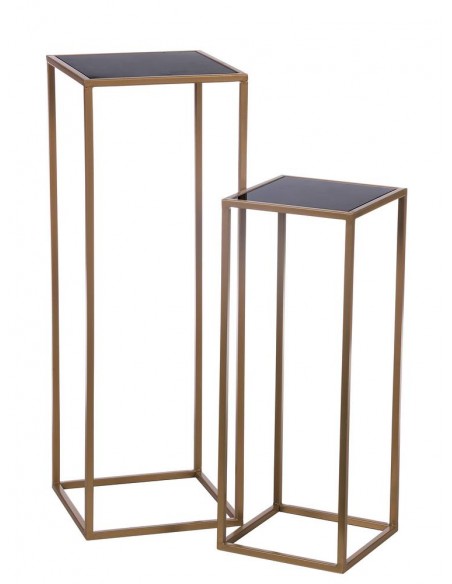 Tavolo alto Quadrato Oro in Ferro e vetro h.65cm/h.85cm