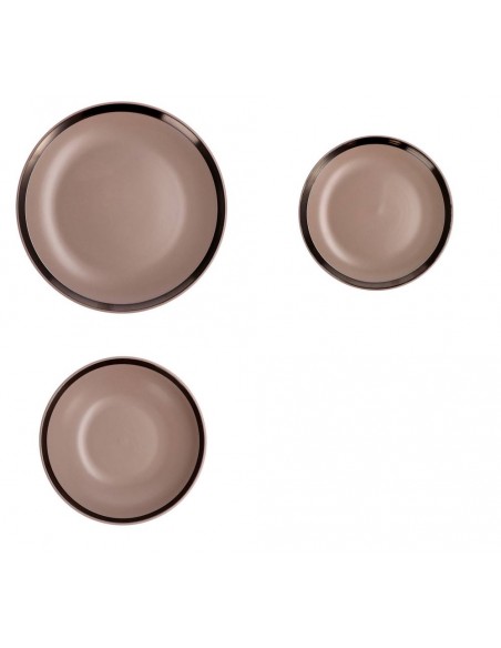 Servizio Piatti Ceramica Beige Riga Nera 18PZ